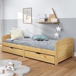 Casa si Gradina - Mobilier - Paturi si accesorii - Paturi - Pat de zi cu 2 sertare "IRUN", 90x200 cm, lemn masiv pin - Infinity.ro