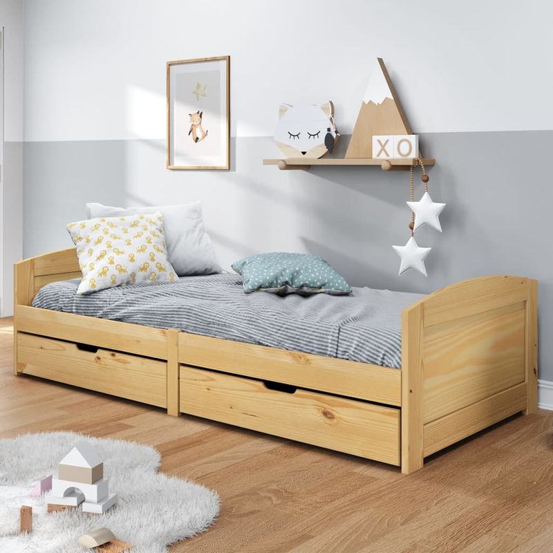 Casa si Gradina - Mobilier - Paturi si accesorii - Paturi - Pat de zi cu 2 sertare "IRUN", 90x200 cm, lemn masiv pin - Infinity.ro