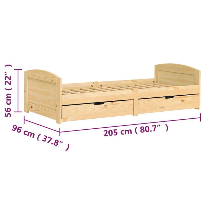 Casa si Gradina - Mobilier - Paturi si accesorii - Paturi - Pat de zi cu 2 sertare "IRUN", 90x200 cm, lemn masiv pin - Infinity.ro