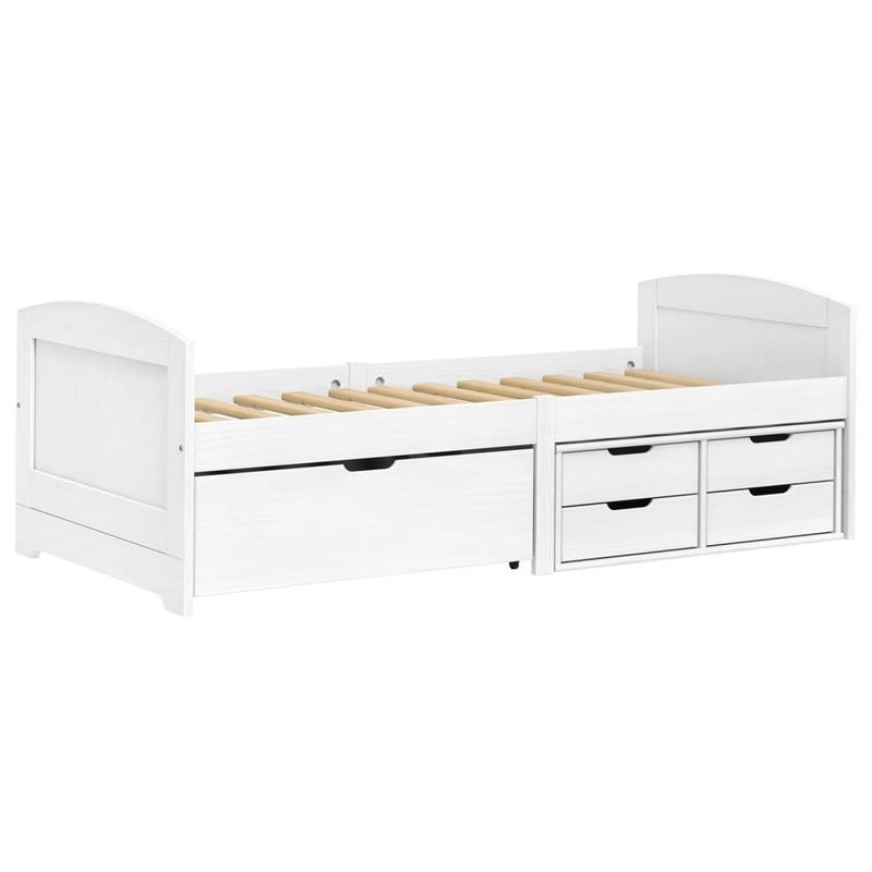 Casa si Gradina - Mobilier - Paturi si accesorii - Paturi - Pat de zi cu 5 sertare "IRUN", alb, 90x200 cm, lemn masiv pin - Infinity.ro