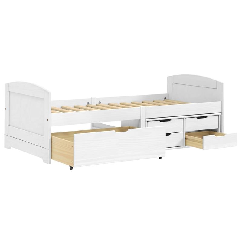 Casa si Gradina - Mobilier - Paturi si accesorii - Paturi - Pat de zi cu 5 sertare "IRUN", alb, 90x200 cm, lemn masiv pin - Infinity.ro