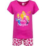 Fashion, accesorii si bijuterii - Copii - Lenjerie si pijamale copii - Pijamale copii - Pijamale scurte fete, Disney Princess ,Alb/Fucsia, 3 ani  98 CM - Infinity.ro