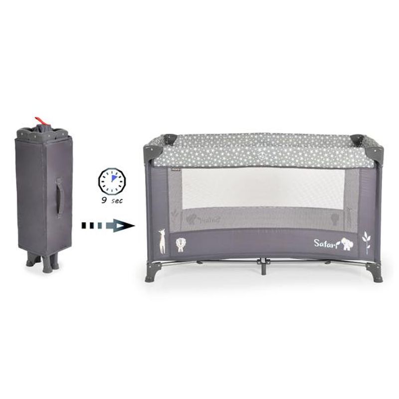 Casa si Gradina - Mobilier - Mobilier copii - Patuturi copii - Patut pliabil Moni cu un nivel Safari Graphite - Infinity.ro