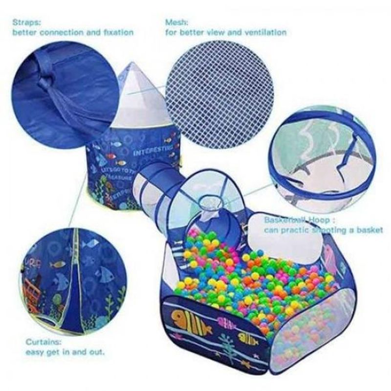 Jucarii, Copii si Bebe - Jucarii si jocuri - Jucarii de exterior - Spatii de joaca si accesorii - Loc de joaca 3 in 1Aquarium : Cort, tunel si piscina - Infinity.ro