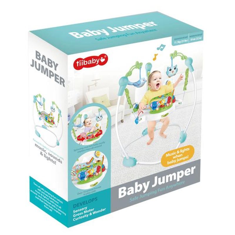 Jucarii, Copii si Bebe - Carucioare si articole de transport - Premergatoare - Saritor pentru baieti cu panou interactiv Bebeking Forest Fun - Infinity.ro