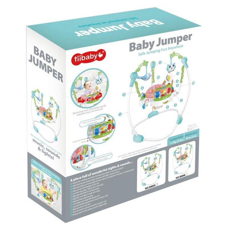 Jucarii, Copii si Bebe - Carucioare si articole de transport - Premergatoare - Saritor pentru baieti cu panou interactiv Bebeking Forest Fun - Infinity.ro