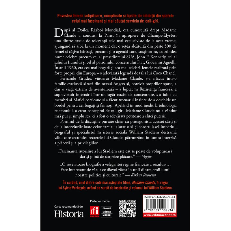 Carti si Birotica - Carti - Istorie - Madame Claude. O lume secreta a placerii, privilegiilor si puterii - Infinity.ro