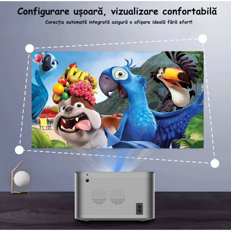 TV, Audio-Video si Foto - Videoproiectoare si accesorii - Videoproiectoare - Proiector Portabil, Dual Band WiFi, Auto Focus HD, Gri, Potrivit Pentru Cinema Acasa, Prezentari, Gaming, Evenimente - Infinity.ro