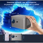 TV, Audio-Video si Foto - Videoproiectoare si accesorii - Videoproiectoare - Proiector Portabil, Dual Band WiFi, Auto Focus HD, Gri, Potrivit Pentru Cinema Acasa, Prezentari, Gaming, Evenimente - Infinity.ro