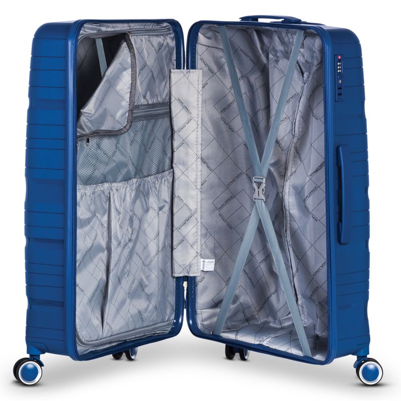 Sport si Outdoor - Articole de voiaj - Trolere - Troler Mare, Polipropilena, 4 Roti Duble, Cifru TSA, Worldpack, Miami, F10458 - 76 cm, Bleumarin - Infinity.ro