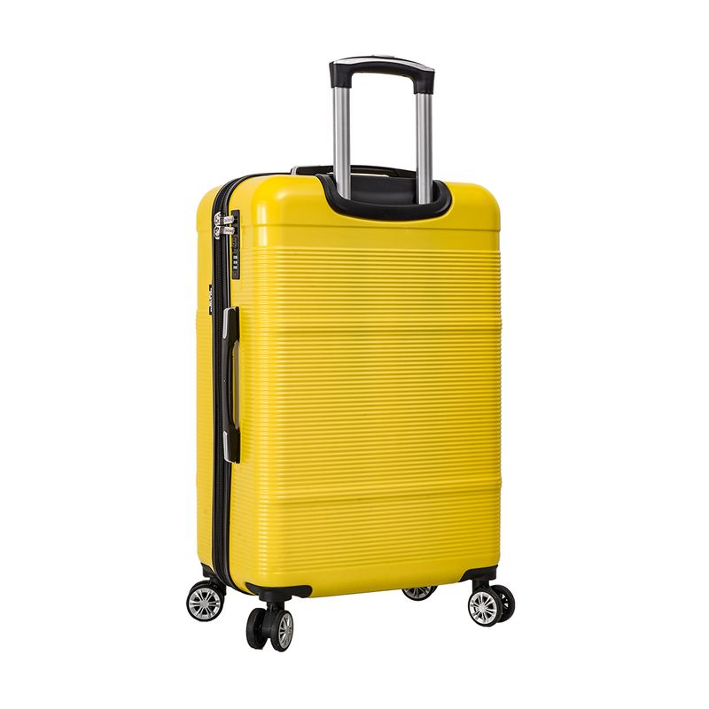 Sport si Outdoor - Articole de voiaj - Trolere - Troler mediu extensibil Lee Cooper LC32203, policarbonat, 4 roti duble, cifru, 67 cm, galben - Infinity.ro