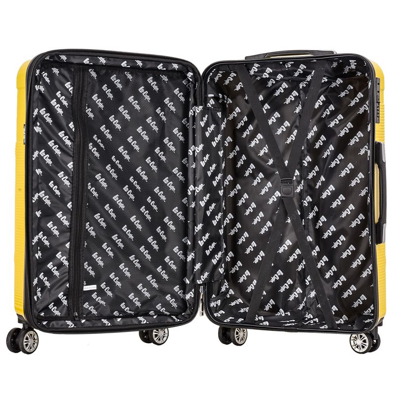 Sport si Outdoor - Articole de voiaj - Trolere - Troler mediu extensibil Lee Cooper LC32203, policarbonat, 4 roti duble, cifru, 67 cm, galben - Infinity.ro