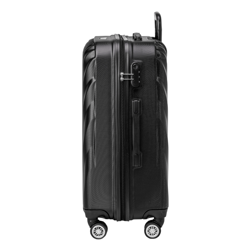 Sport si Outdoor - Articole de voiaj - Trolere - Troler Mediu, Rowex Pulse, ABS, 68 x 40 x 27 cm, 4 roti duble cu rotatie 360°, Cifru, Negru - Infinity.ro