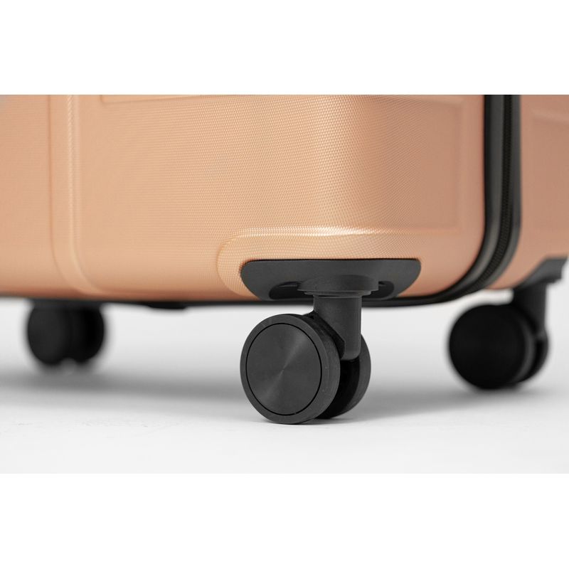 Sport si Outdoor - Articole de voiaj - Trolere - Troler Mediu, Rowex Casolver, ABS, 66 x 46 x 27 cm, 4 roti duble cu rotatie 360°, Cifru TSA, Auriu - Infinity.ro
