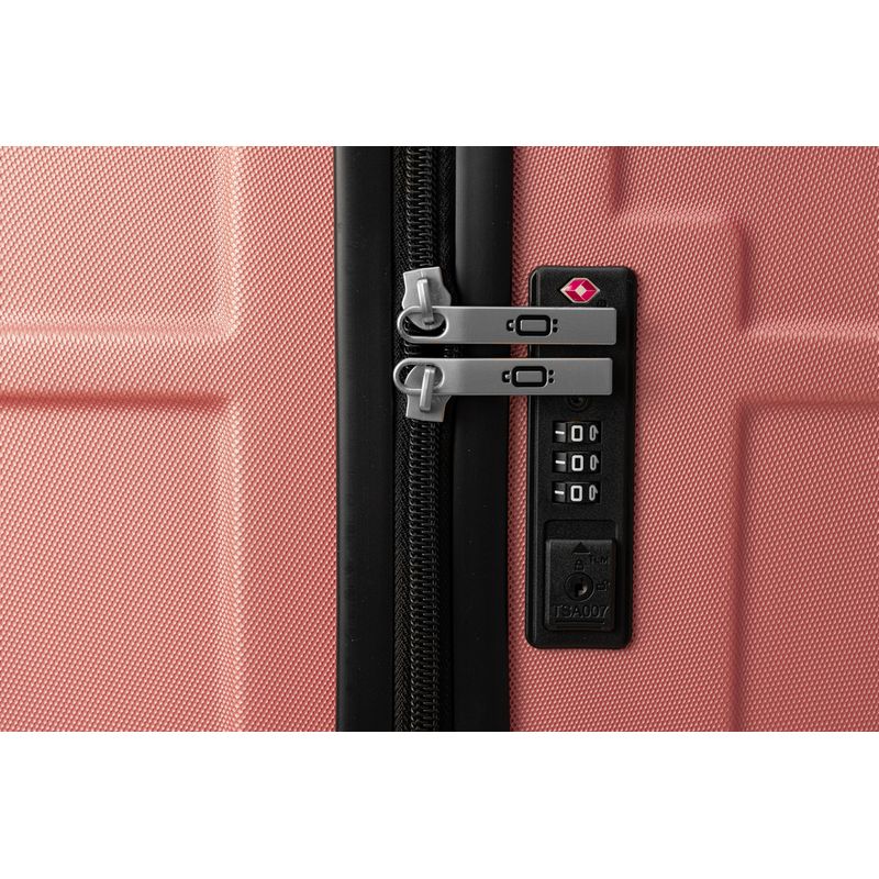 Sport si Outdoor - Articole de voiaj - Trolere - Troler Mare, Rowex Casolver, ABS, 76 x 50 x 30 cm, 4 roti duble cu rotatie 360°, Cifru TSA, Rose - Infinity.ro