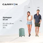 Sport si Outdoor - Articole de voiaj - Trolere - Troler Cabina, Policarbonat/ABS, 4 Roti Duble, OKOBAN, cifru TSA, CarryOn SKYHOPPER, 55 cm, Verde - Infinity.ro