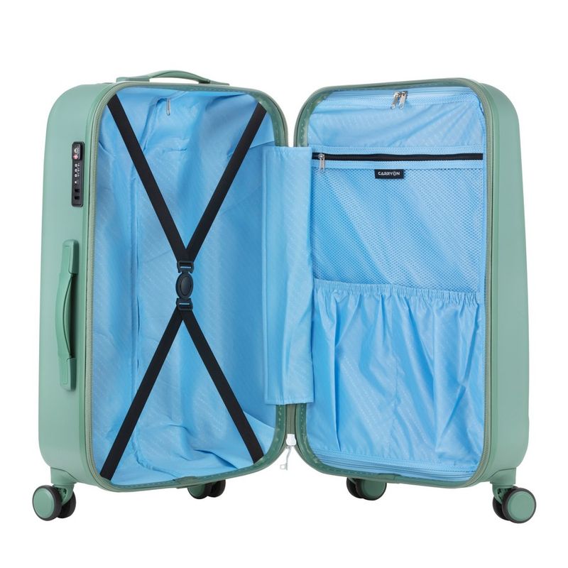 Sport si Outdoor - Articole de voiaj - Trolere - Troler Cabina, Policarbonat/ABS, 4 Roti Duble, OKOBAN, cifru TSA, CarryOn SKYHOPPER, 55 cm, Verde - Infinity.ro