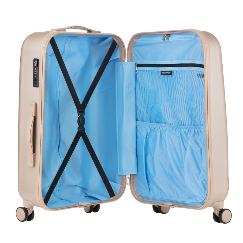 Sport si Outdoor - Articole de voiaj - Trolere - Troler Mediu, Policarbonat/ABS, 4 Roti Duble, OKOBAN, cifru TSA, CarryOn SKYHOPPER, 68.5 cm, Auriu - Infinity.ro