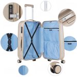 Sport si Outdoor - Articole de voiaj - Trolere - Troler Mediu, Policarbonat/ABS, 4 Roti Duble, OKOBAN, cifru TSA, CarryOn SKYHOPPER, 68.5 cm, Auriu - Infinity.ro