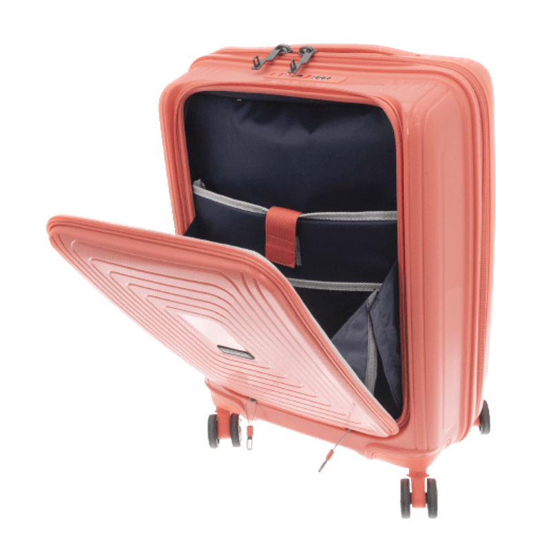 Sport si Outdoor - Articole de voiaj - Trolere - Troler cabina polipropilena cu buzunar frontal laptop 17 inch, Davidts Wallaby, coral, 54x39x22.5 cm - Infinity.ro