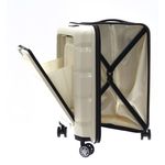 Sport si Outdoor - Articole de voiaj - Trolere - Troler cabina polipropilena cu buzunar frontal Davidts Geneva, crem, 55x38x19.5 cm - Infinity.ro