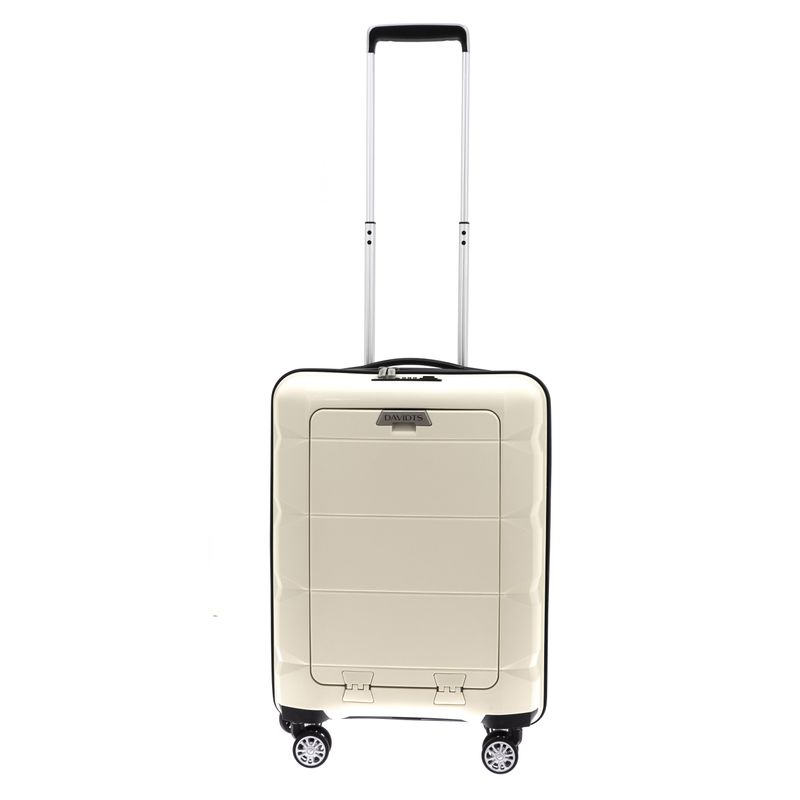 Sport si Outdoor - Articole de voiaj - Trolere - Troler cabina polipropilena cu buzunar frontal Davidts Geneva, crem, 55x38x19.5 cm - Infinity.ro