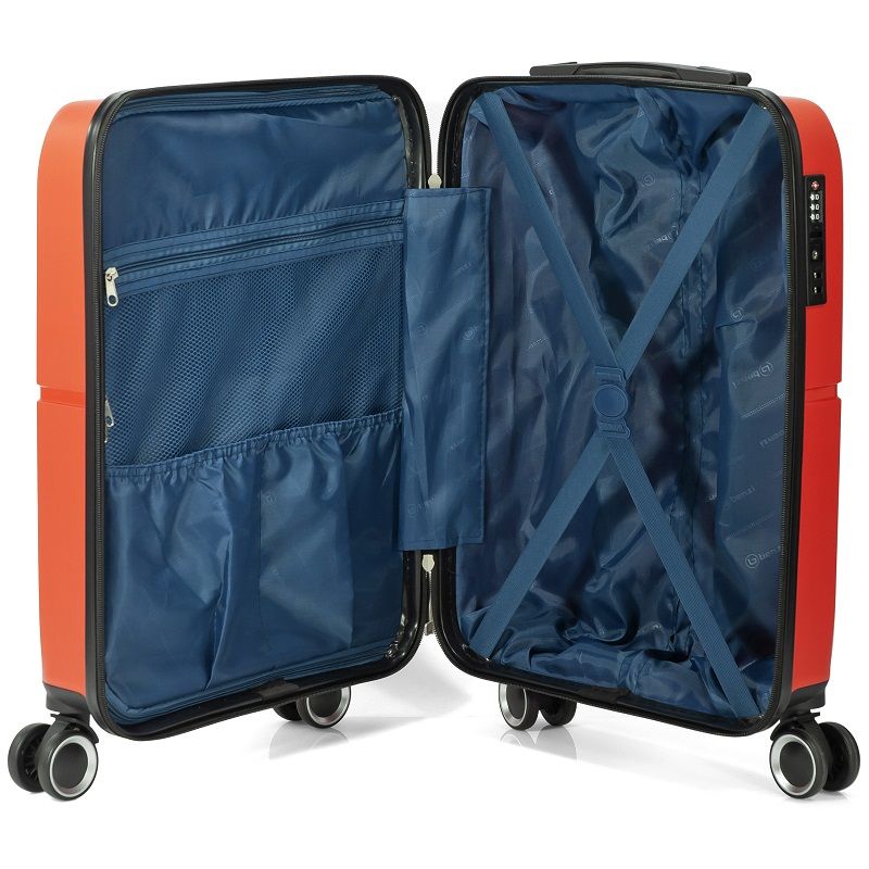 Sport si Outdoor - Articole de voiaj - Trolere - Troler de cabina Benzi BZ 5754, polipropilena, cifru TSA, 4 roti duble, 55 cm, rosu - Infinity.ro