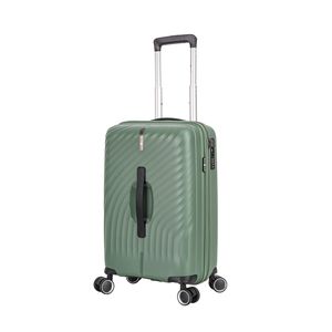 Troler de cabina Snowball SW47203, polipropilena, fermoar antifurt, cifru TSA, 4 roti duble, 55 cm, verde inchis