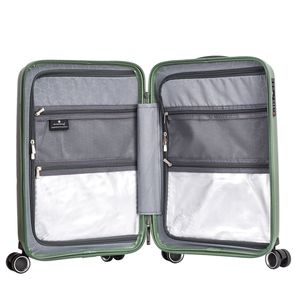 Troler de cabina Snowball SW47203, polipropilena, fermoar antifurt, cifru TSA, 4 roti duble, 55 cm, verde inchis