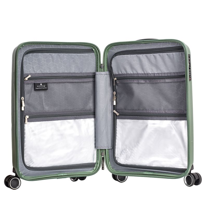 Sport si Outdoor - Articole de voiaj - Trolere - Troler de cabina Snowball SW47203, polipropilena, fermoar antifurt, cifru TSA, 4 roti duble, 55 cm, verde inchis - Infinity.ro