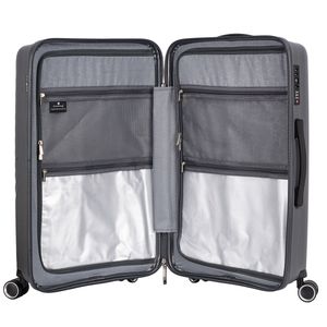 Troler mediu Snowball SW47203, polipropilena, fermoar antifurt, cifru TSA, 4 roti duble, 69 cm, antracit