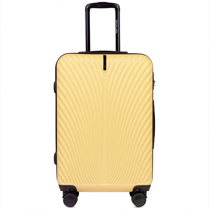 Sport si Outdoor - Articole de voiaj - Trolere - Troler mediu Wings Swan, ABS, 4 roti, cifru, 65.5 cm, galben deschis - Infinity.ro