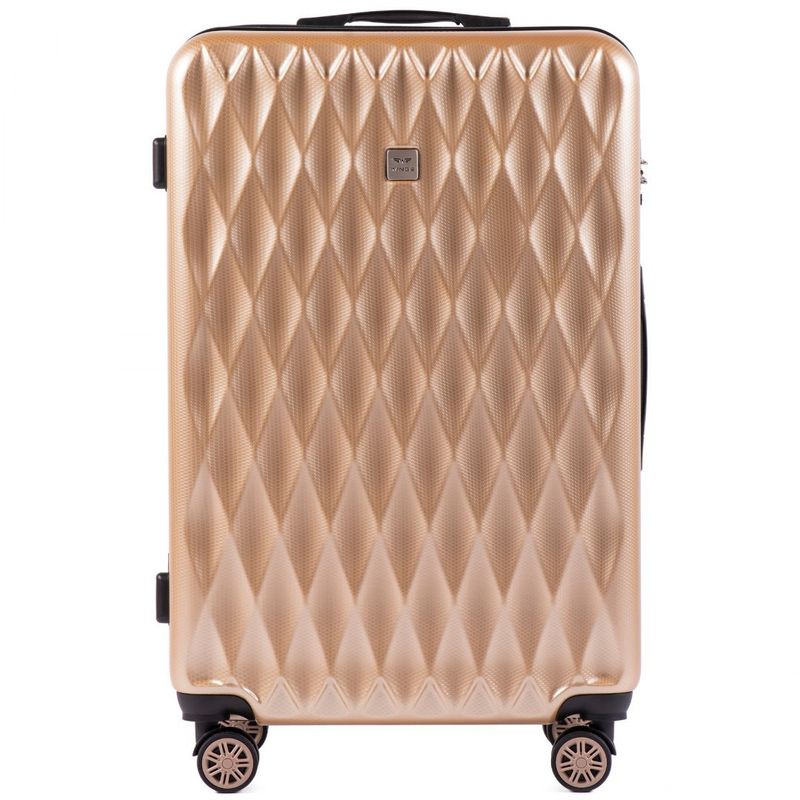 Sport si Outdoor - Articole de voiaj - Trolere - Troler Mare, Wings, PC 190 - 76 cm, 4 Roti Duble, Cifru TSA, Policarbonat, Auriu - Infinity.ro