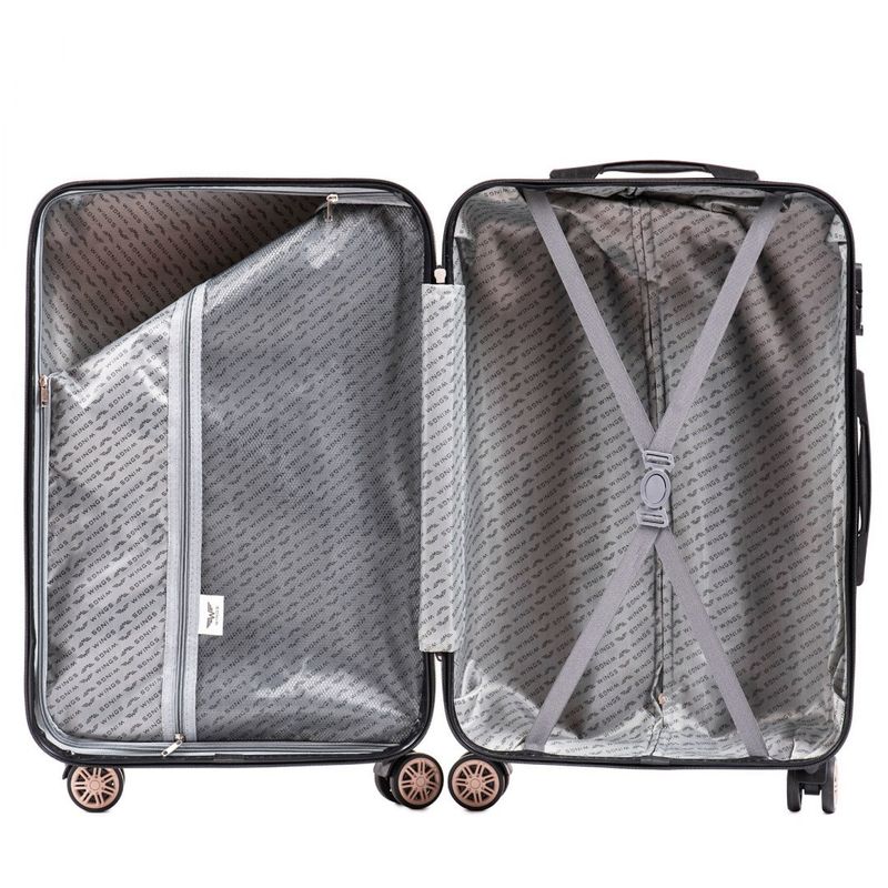 Sport si Outdoor - Articole de voiaj - Trolere - Troler Mare, Wings, PC 190 - 76 cm, 4 Roti Duble, Cifru TSA, Policarbonat, Auriu - Infinity.ro