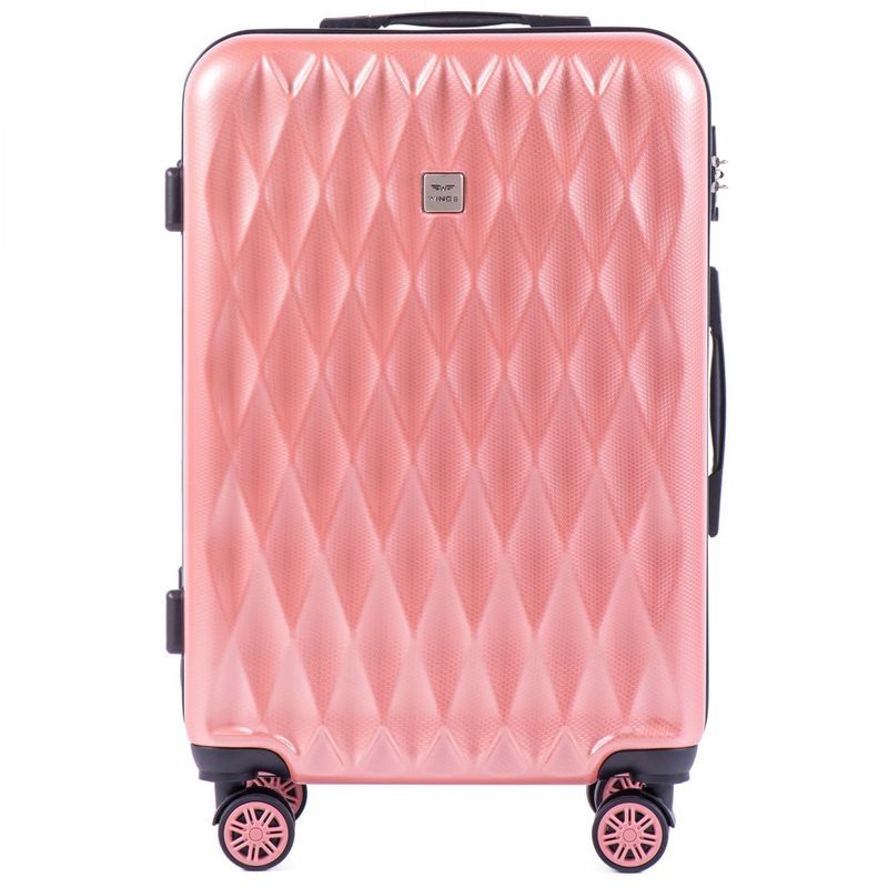 Sport si Outdoor - Articole de voiaj - Trolere - Troler Mediu, Wings, PC 190 - 66 cm, 4 Roti Duble, Cifru TSA, Policarbonat, Rose - Infinity.ro