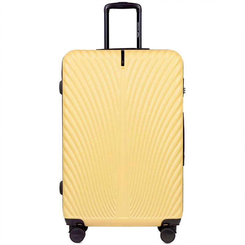 Sport si Outdoor - Articole de voiaj - Trolere - Troler mare Wings Swan, ABS, 4 roti, cifru, 75.5 cm, galben deschis - Infinity.ro