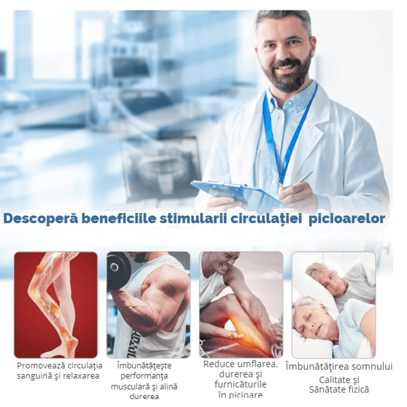 Ingrijire personala si Cosmetice - Sanatate si wellness - Articole wellness - Aparate si dispozitive de masaj - Aparat pentru masat picioare, Ila Product®, Vibratii, Caldura, Terapie magnetica, PuLsatii EMS&TENS, Telecomanda - Infinity.ro