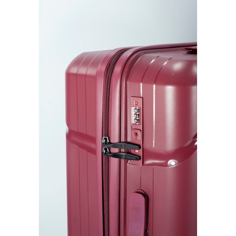 Sport si Outdoor - Articole de voiaj - Trolere - Troler Mare Benzi BZ 5752, Polipropilena, 4 Roti Duble, 78 cm, Grena - Infinity.ro