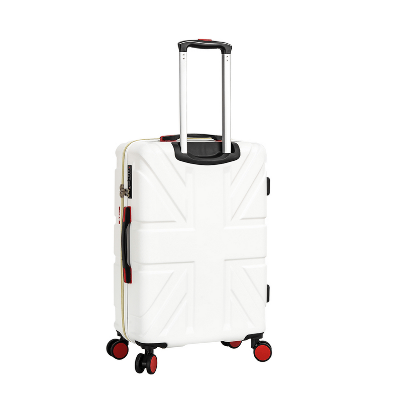 Sport si Outdoor - Articole de voiaj - Trolere - Troler Mediu Lee Cooper London, ABS, 4 Roti Duble, Cifru, 66.5 cm, Alb/Milky - Infinity.ro