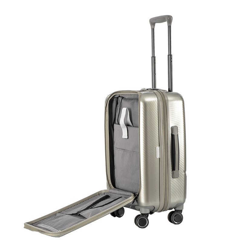 Sport si Outdoor - Articole de voiaj - Trolere - Troler Cabina Snowball SW31403, Compartiment Laptop 14"-15", Policarbonat, 4 Roti Duble, Cifru TSA, 55 cm, Auriu - Infinity.ro