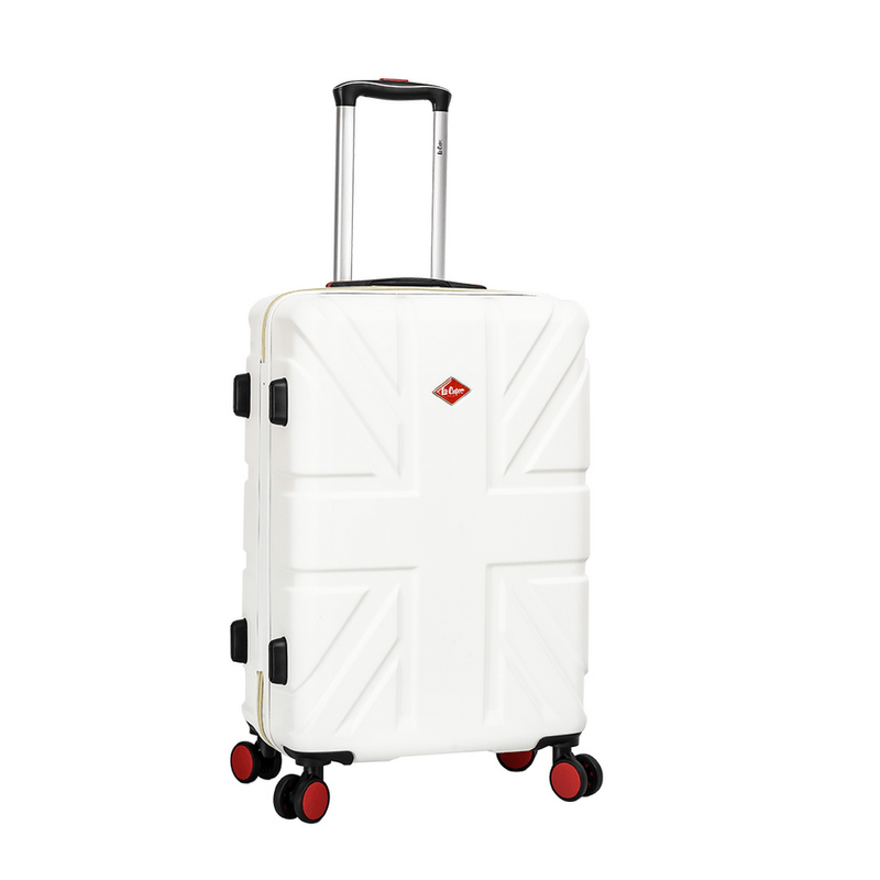 Sport si Outdoor - Articole de voiaj - Trolere - Troler Mediu Lee Cooper London, ABS, 4 Roti Duble, Cifru, 66.5 cm, Alb/Milky - Infinity.ro