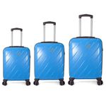 Sport si Outdoor - Articole de voiaj - Trolere - Set 3 trolere Benzi BZ 5787, ABS, cifru TSA, 4 roti duble, albastru deschis - Infinity.ro