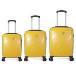 Sport si Outdoor - Articole de voiaj - Trolere - Set 3 trolere Benzi BZ 5787, ABS, cifru TSA, 4 roti duble, galben - Infinity.ro