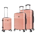 Sport si Outdoor - Articole de voiaj - Trolere - Set 3 trolere Lee Cooper LC32203, policarbonat, 4 roti duble, cifru, rose - Infinity.ro