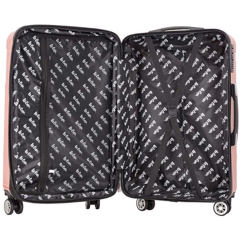 Sport si Outdoor - Articole de voiaj - Trolere - Set 3 trolere Lee Cooper LC32203, policarbonat, 4 roti duble, cifru, rose - Infinity.ro