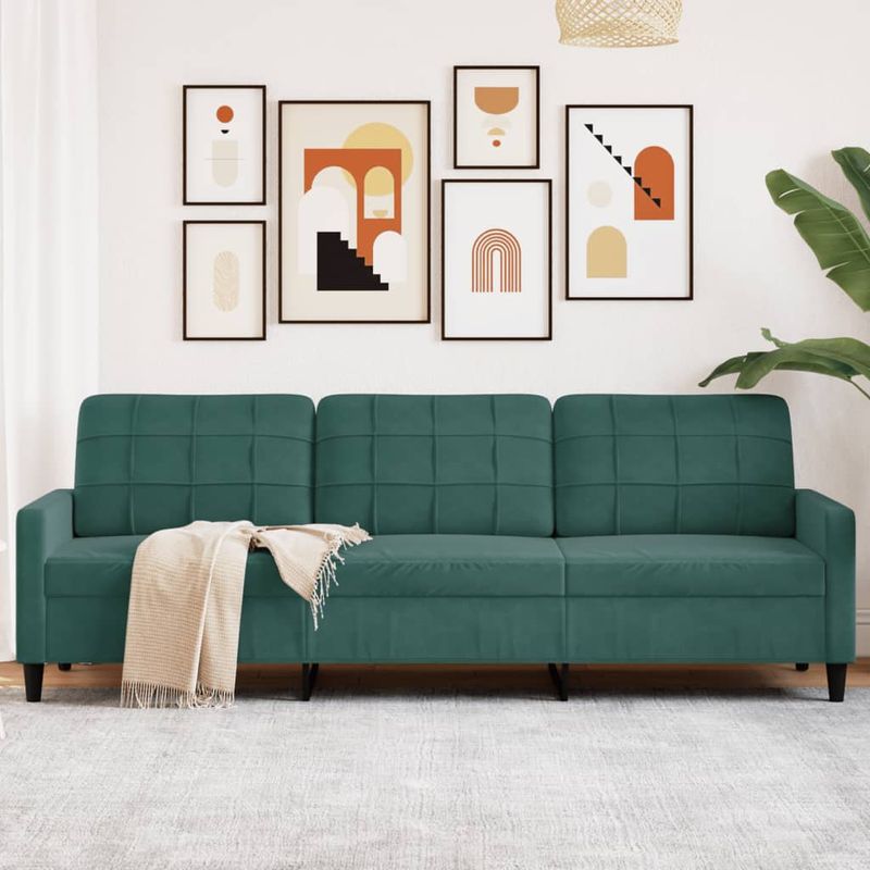 Casa si Gradina - Mobilier - Canapele si coltare - Canapele - Canapea cu 3 locuri, verde inchis, 210 cm, catifea - Infinity.ro