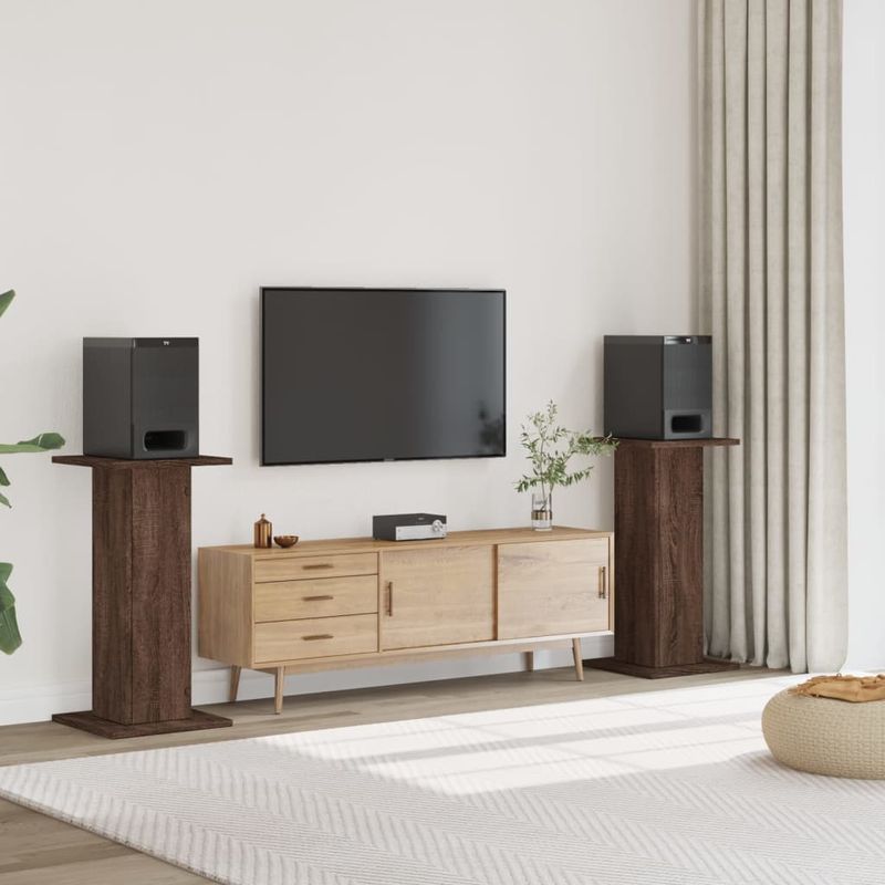 Casa si Gradina - Mobilier - Biblioteci si rafturi - Etajere - Noptiere, 2 buc., maro stejar, 30x30x80 cm, lemn prelucrat - Infinity.ro