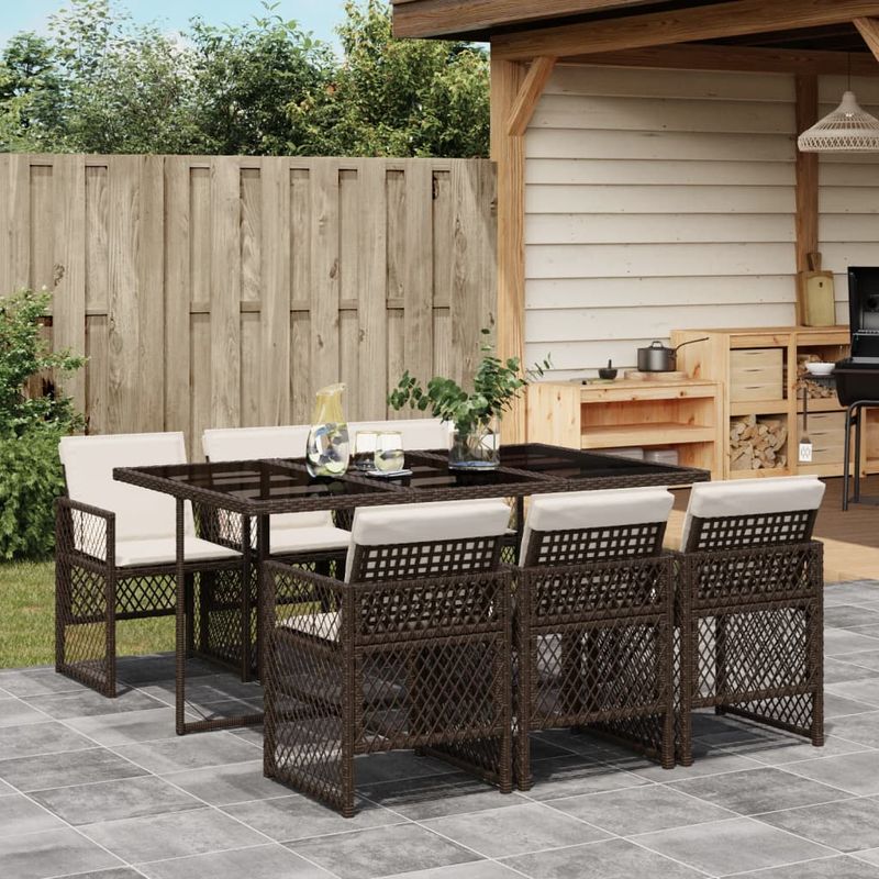 Casa si Gradina - Gradina si terasa - Mobilier exterior - Seturi mobila gradina - Set mobilier de gradina cu perne, 7 piese, maro, poliratan - Infinity.ro