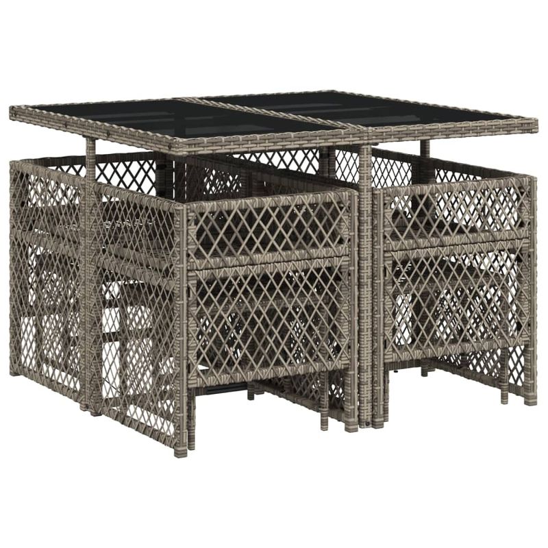 Casa si Gradina - Gradina si terasa - Mobilier exterior - Seturi mobila gradina - Set mobilier gradina cu perne, 9 piese, gri, poliratan - Infinity.ro