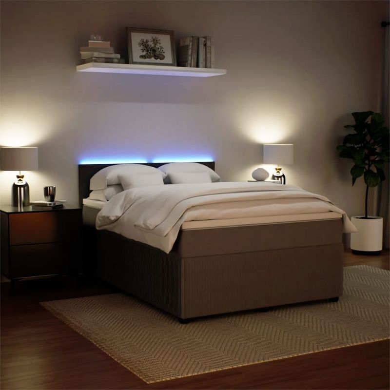 Casa si Gradina - Mobilier - Paturi si accesorii - Paturi - Pat box spring cu saltea, gri deschis, 140x190 cm, catifea - Infinity.ro